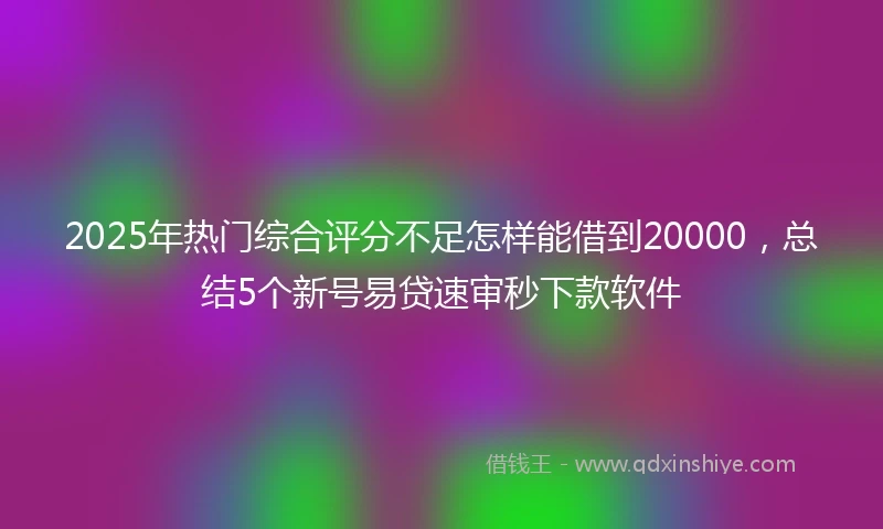 2025年热门综合评分不足怎样能借到20000，总结5个新号易贷速审秒下款软件