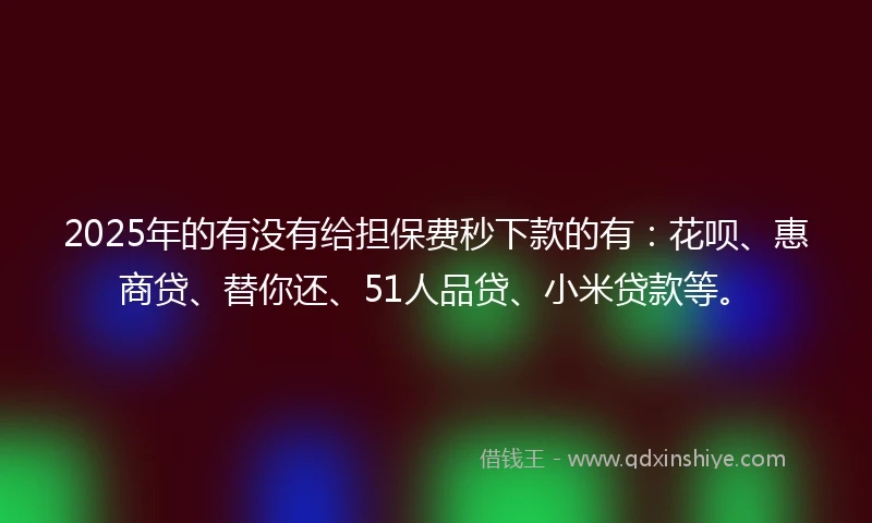 2025年的有没有给担保费秒下款的有：花呗、惠商贷、替你还、51人品贷、小米贷款等。