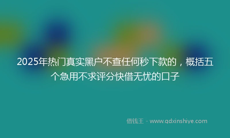 2025年热门真实黑户不查任何秒下款的，概括五个急用不求评分快借无忧的口子