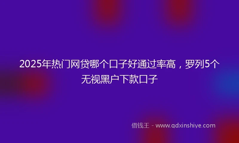 2025年热门网贷哪个口子好通过率高，罗列5个无视黑户下款口子