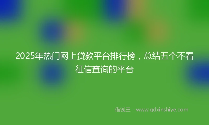2025年热门网上贷款平台排行榜，总结五个不看征信查询的平台