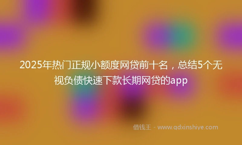 2025年热门正规小额度网贷前十名，总结5个无视负债快速下款长期网贷的app