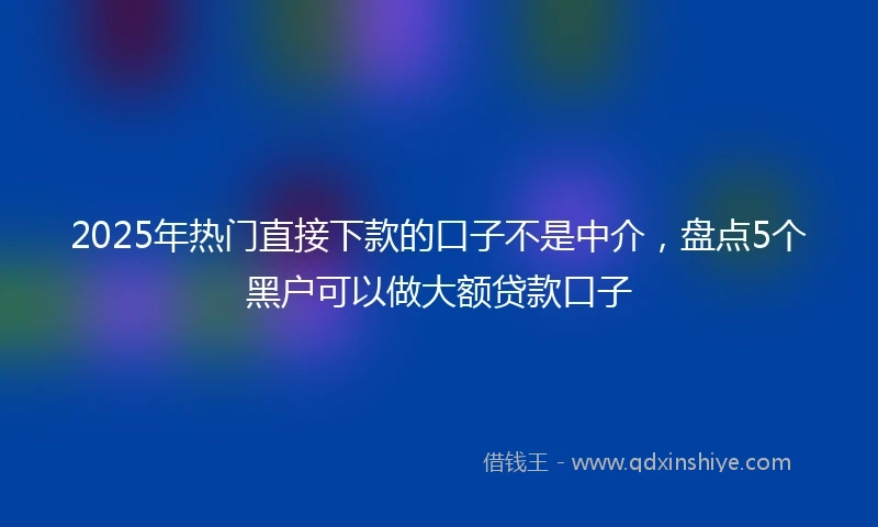 2025年热门直接下款的口子不是中介，盘点5个黑户可以做大额贷款口子