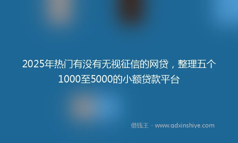 2025年热门有没有无视征信的网贷，整理五个1000至5000的小额贷款平台