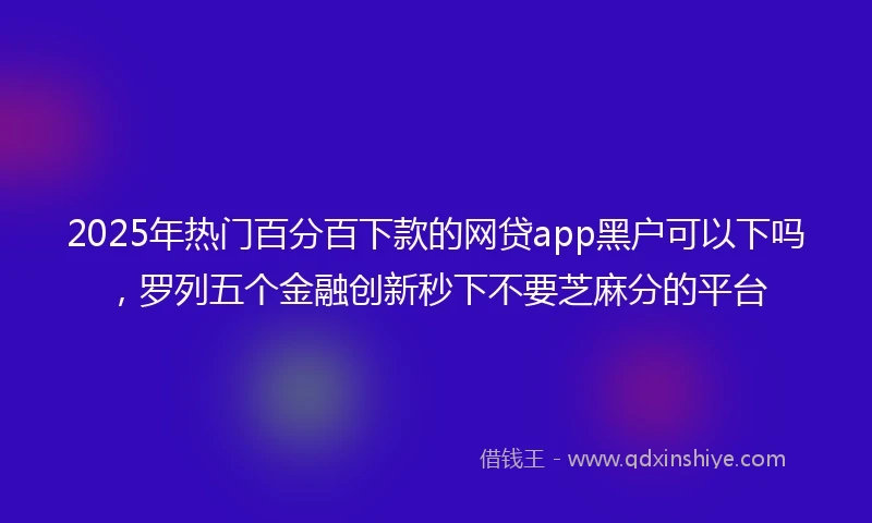 2025年热门百分百下款的网贷app黑户可以下吗，罗列五个金融创新秒下不要芝麻分的平台