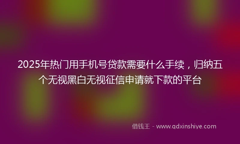 2025年热门用手机号贷款需要什么手续，归纳五个无视黑白无视征信申请就下款的平台