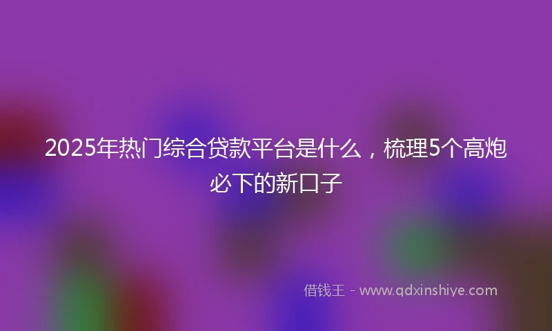 2025年热门综合贷款平台是什么，梳理5个高炮必下的新口子