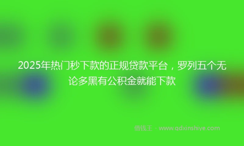 2025年热门秒下款的正规贷款平台，罗列五个无论多黑有公积金就能下款