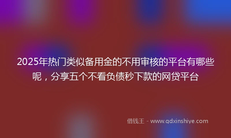 2025年热门类似备用金的不用审核的平台有哪些呢，分享五个不看负债秒下款的网贷平台