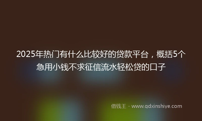 2025年热门有什么比较好的贷款平台，概括5个急用小钱不求征信流水轻松贷的口子