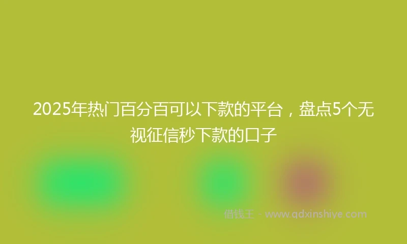 2025年热门百分百可以下款的平台，盘点5个无视征信秒下款的口子