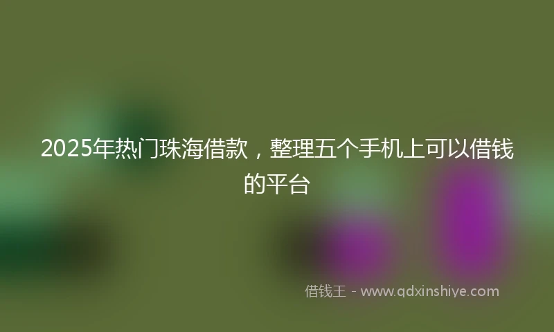 2025年热门珠海借款，整理五个手机上可以借钱的平台