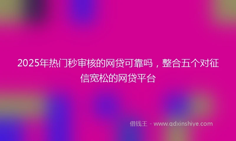 2025年热门秒审核的网贷可靠吗，整合五个对征信宽松的网贷平台