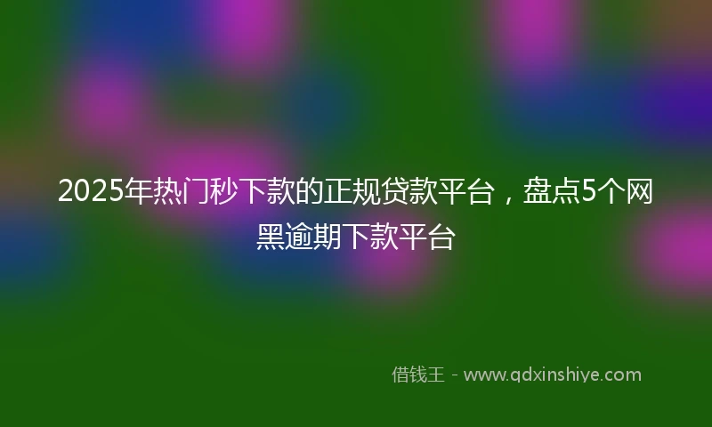 2025年热门秒下款的正规贷款平台，盘点5个网黑逾期下款平台