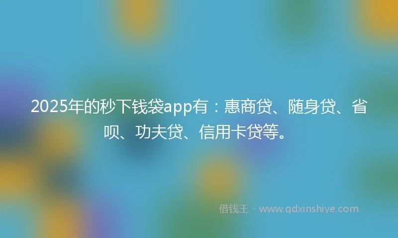 2025年的秒下钱袋app有：惠商贷、随身贷、省呗、功夫贷、信用卡贷等。