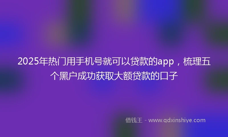 2025年热门用手机号就可以贷款的app，梳理五个黑户成功获取大额贷款的口子