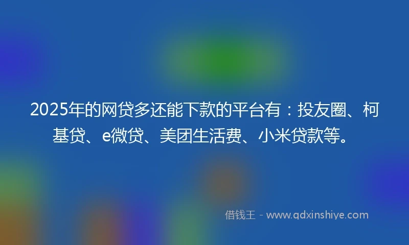 2025年的网贷多还能下款的平台有：投友圈、柯基贷、e微贷、美团生活费、小米贷款等。