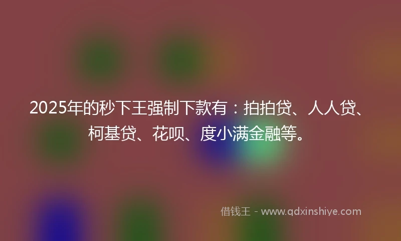 2025年的秒下王强制下款有：拍拍贷、人人贷、柯基贷、花呗、度小满金融等。