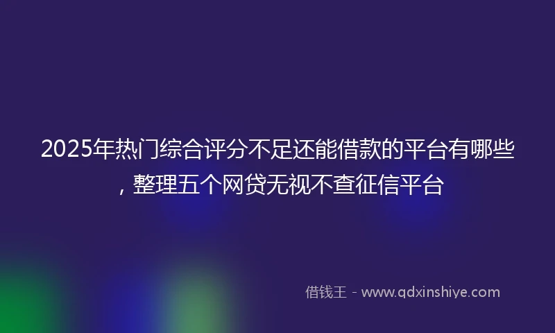 2025年热门综合评分不足还能借款的平台有哪些，整理五个网贷无视不查征信平台