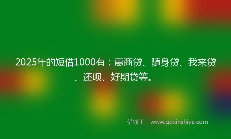 2025年的短借1000有：惠商贷、随身贷、我来贷、还呗、好期贷等。