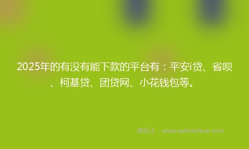 2025年的有没有能下款的平台有：平安i贷、省呗、柯基贷、团贷网、小花钱包等。