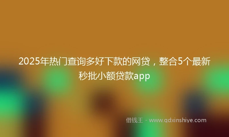 2025年热门查询多好下款的网贷，整合5个最新秒批小额贷款app