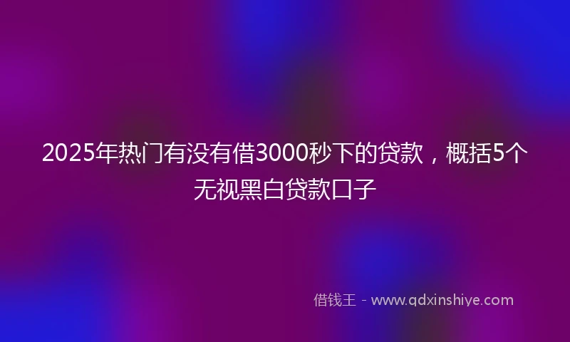 2025年热门有没有借3000秒下的贷款，概括5个无视黑白贷款口子