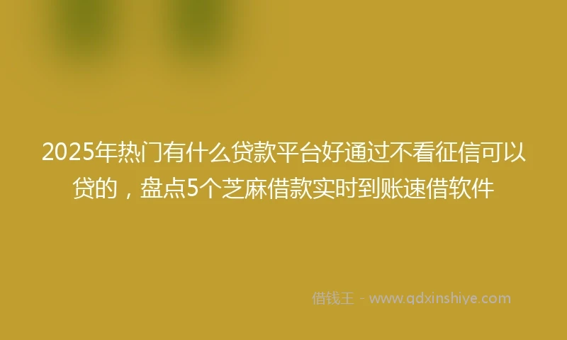 2025年热门有什么贷款平台好通过不看征信可以贷的，盘点5个芝麻借款实时到账速借软件