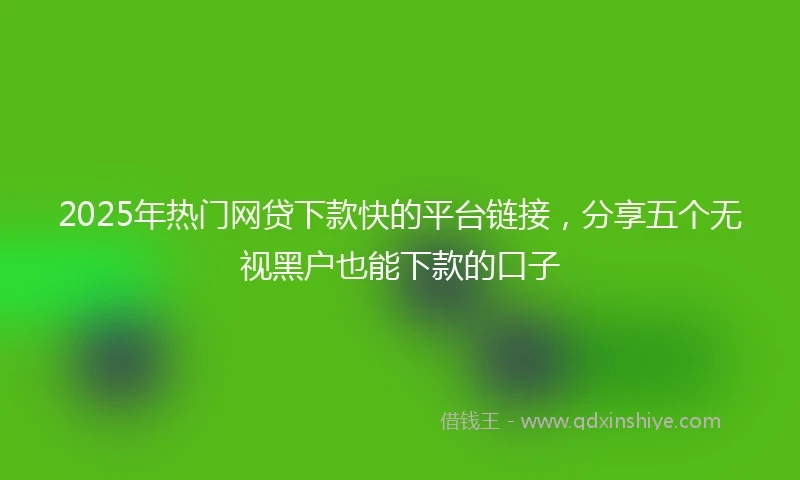 2025年热门网贷下款快的平台链接，分享五个无视黑户也能下款的口子