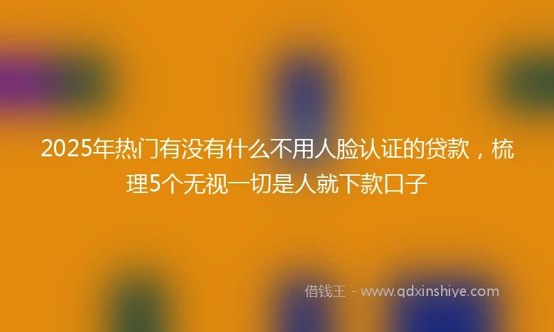 2025年热门有没有什么不用人脸认证的贷款，梳理5个无视一切是人就下款口子