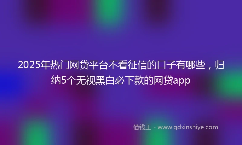 2025年热门网贷平台不看征信的口子有哪些，归纳5个无视黑白必下款的网贷app