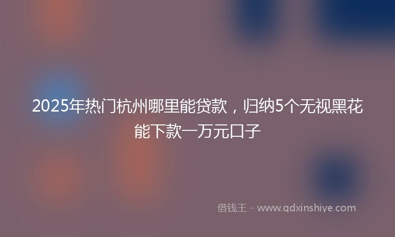 2025年热门杭州哪里能贷款，归纳5个无视黑花能下款一万元口子