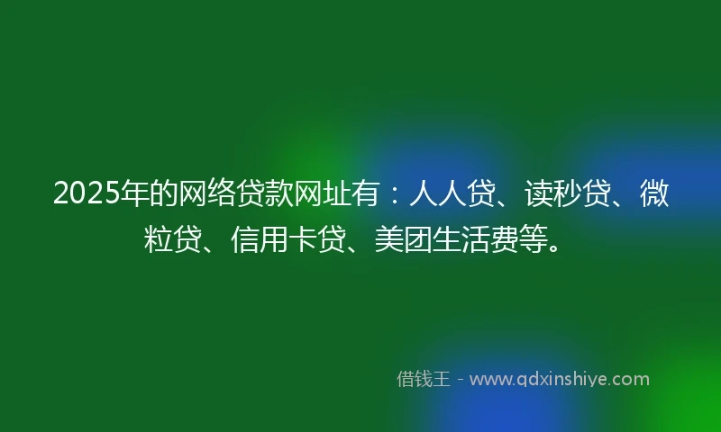 2025年的网络贷款网址有：人人贷、读秒贷、微粒贷、信用卡贷、美团生活费等。