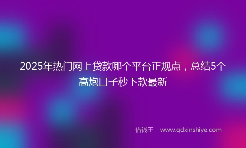 2025年热门网上贷款哪个平台正规点，总结5个高炮口子秒下款最新