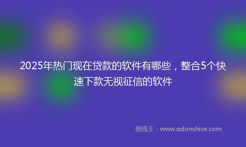2025年热门现在贷款的软件有哪些，整合5个快速下款无视征信的软件