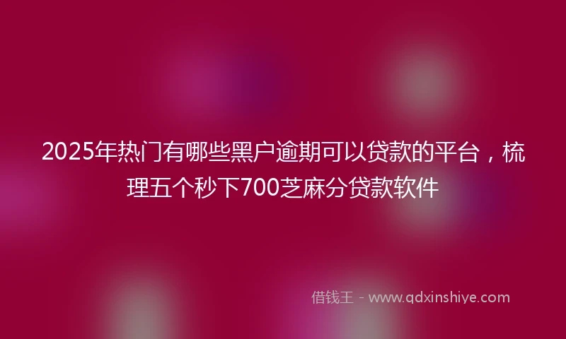 2025年热门有哪些黑户逾期可以贷款的平台，梳理五个秒下700芝麻分贷款软件