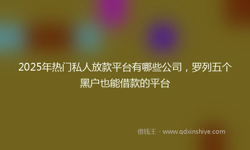 2025年热门私人放款平台有哪些公司，罗列五个黑户也能借款的平台