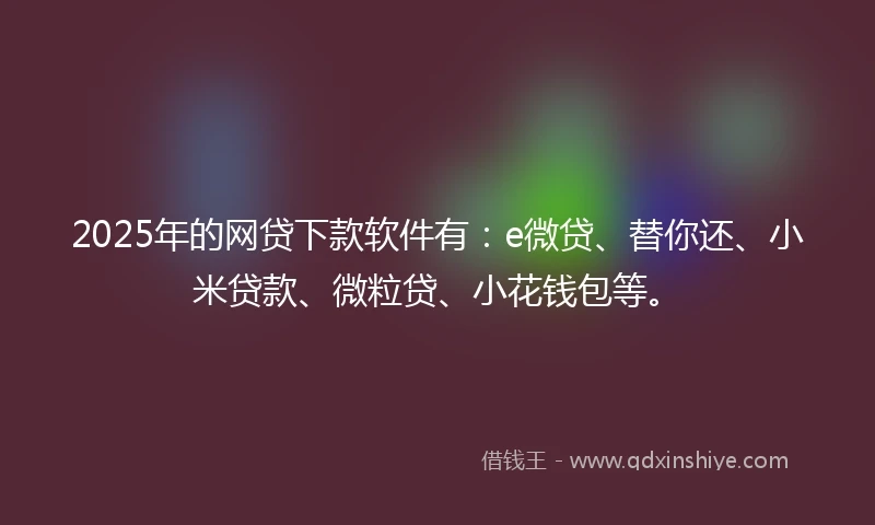 2025年的网贷下款软件有：e微贷、替你还、小米贷款、微粒贷、小花钱包等。