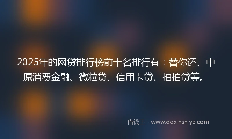2025年的网贷排行榜前十名排行有：替你还、中原消费金融、微粒贷、信用卡贷、拍拍贷等。