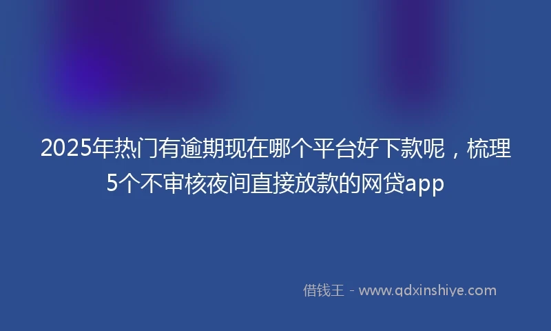 2025年热门有逾期现在哪个平台好下款呢，梳理5个不审核夜间直接放款的网贷app