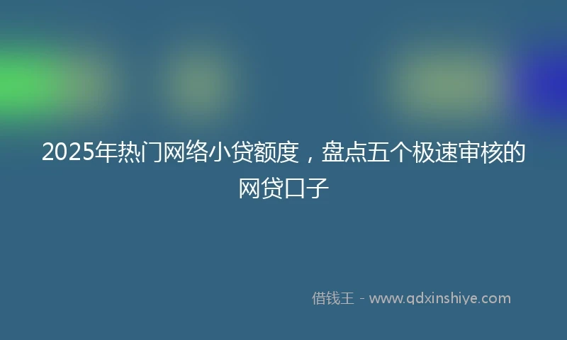 2025年热门网络小贷额度，盘点五个极速审核的网贷口子