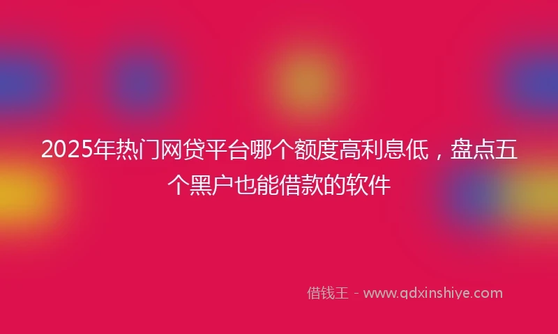 2025年热门网贷平台哪个额度高利息低，盘点五个黑户也能借款的软件