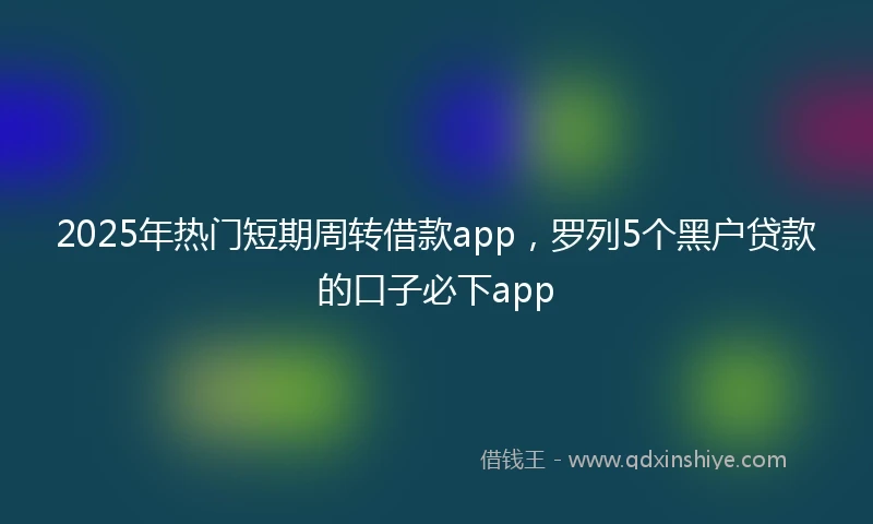 2025年热门短期周转借款app，罗列5个黑户贷款的口子必下app