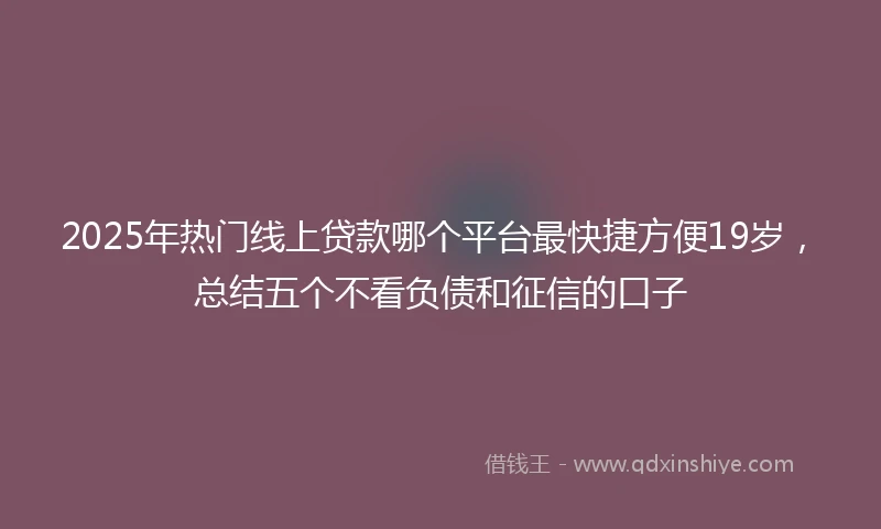 2025年热门线上贷款哪个平台最快捷方便19岁，总结五个不看负债和征信的口子