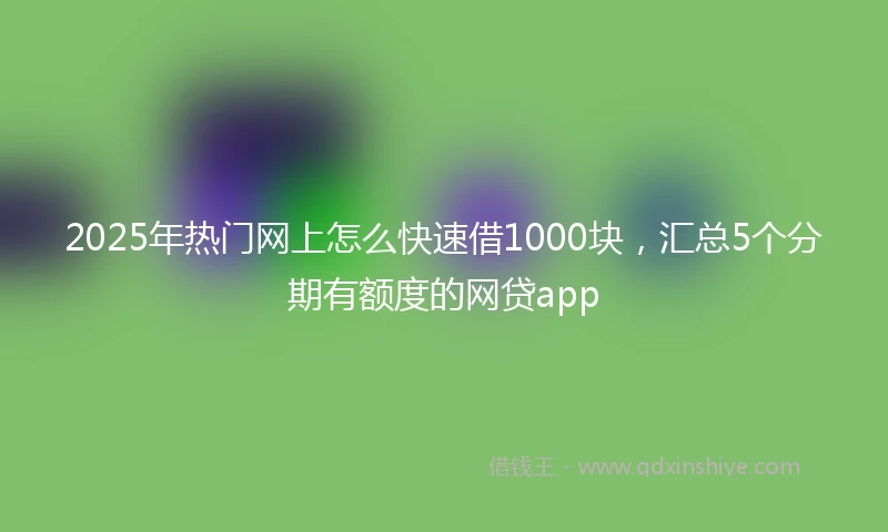 2025年热门网上怎么快速借1000块,汇总5个分期有额度的网贷app