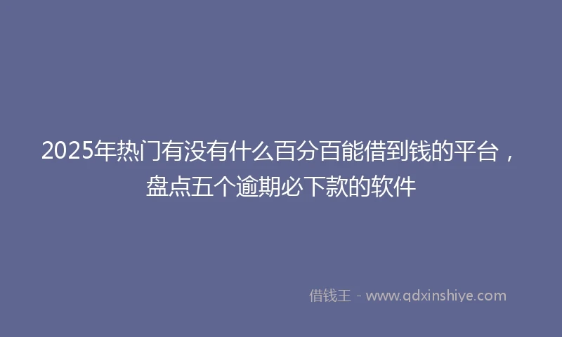 2025年热门有没有什么百分百能借到钱的平台，盘点五个逾期必下款的软件