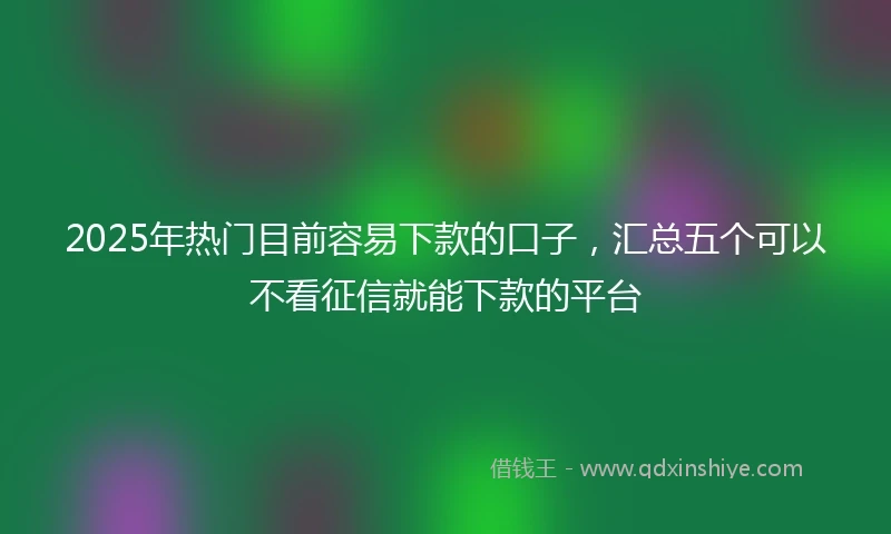 2025年热门目前容易下款的口子，汇总五个可以不看征信就能下款的平台