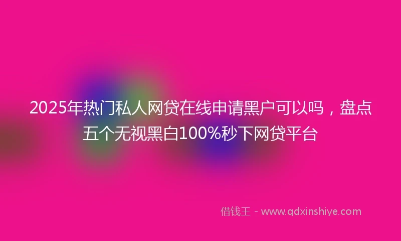 2025年热门私人网贷在线申请黑户可以吗，盘点五个无视黑白100%秒下网贷平台