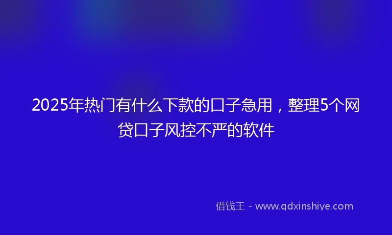 2025年热门有什么下款的口子急用，整理5个网贷口子风控不严的软件