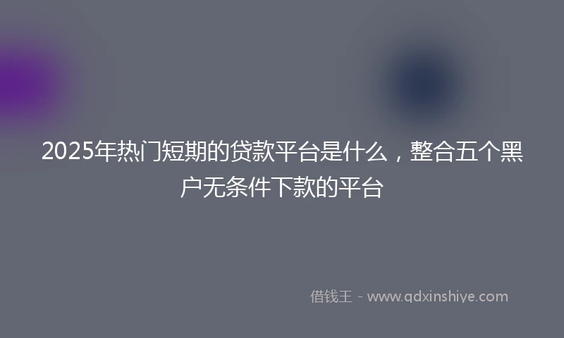 2025年热门短期的贷款平台是什么，整合五个黑户无条件下款的平台